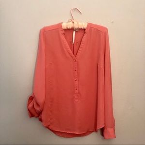 LC Lauren Conrad Coral Work Blouse Top